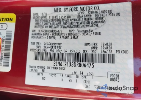 2013 Lincoln Mkz Hybrid из США, поврежденный, VIN 3LN6L2LU3DR806475